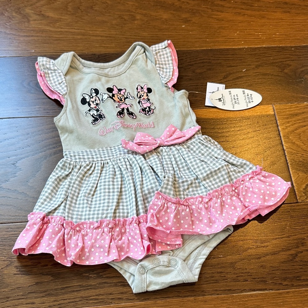 Disney Pink and Gray Minnie Mouse Baby Outfit